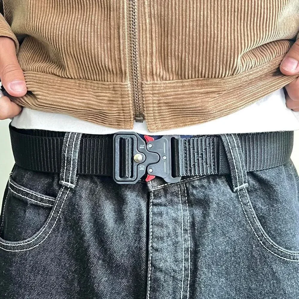 y2k black tactical military unique buckle design belt